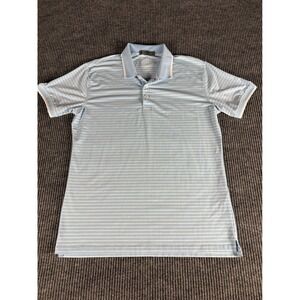 G/FORE Mens Short Sleeve Golf Polo Shirt Light Blue White Striped Size S